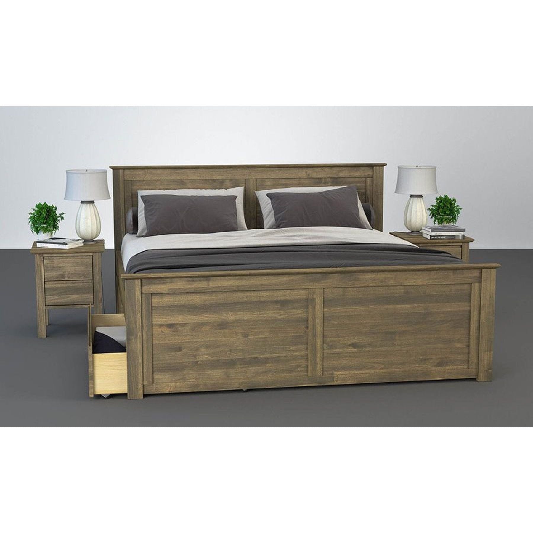 FLORANCE Massivholzbett mit 4 Schubladen