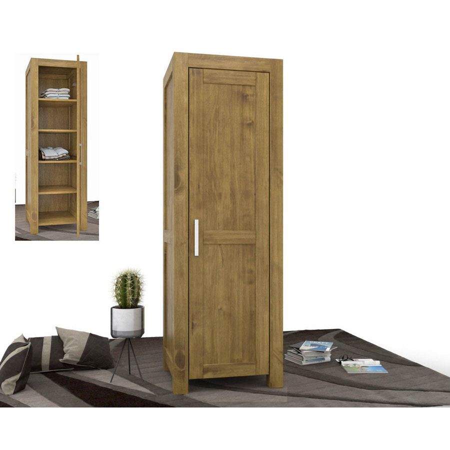 NATURA Kleiderschrank 1-Türig mit Regale Massivholz