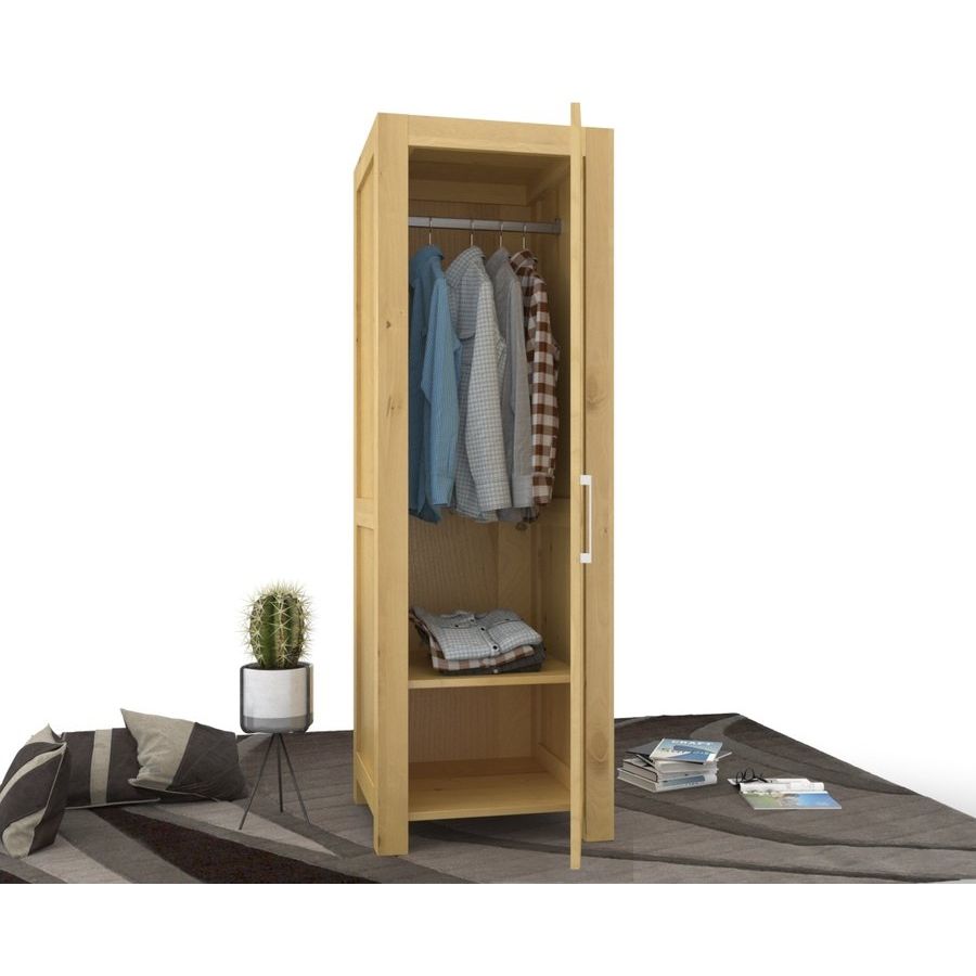 NATURA Kleiderschrank 1-Türig mit Kleiderstange Massivholz