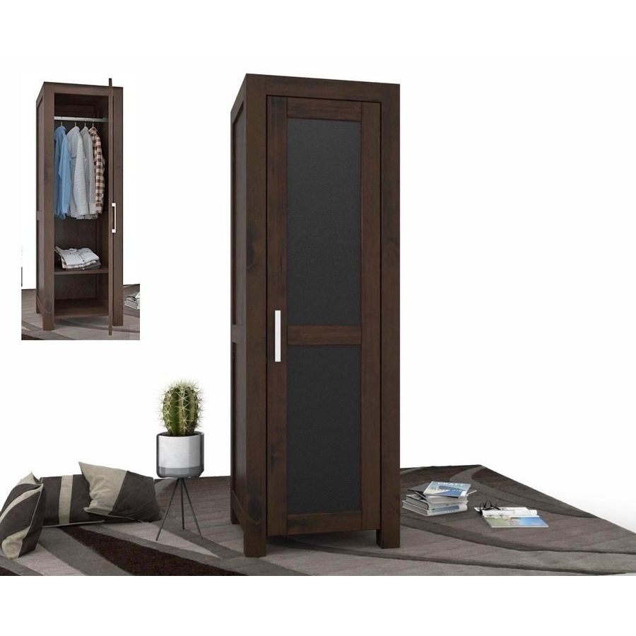 NATURA Leather Kleiderschrank 1-Türig mit Kleiderstange Massivholz