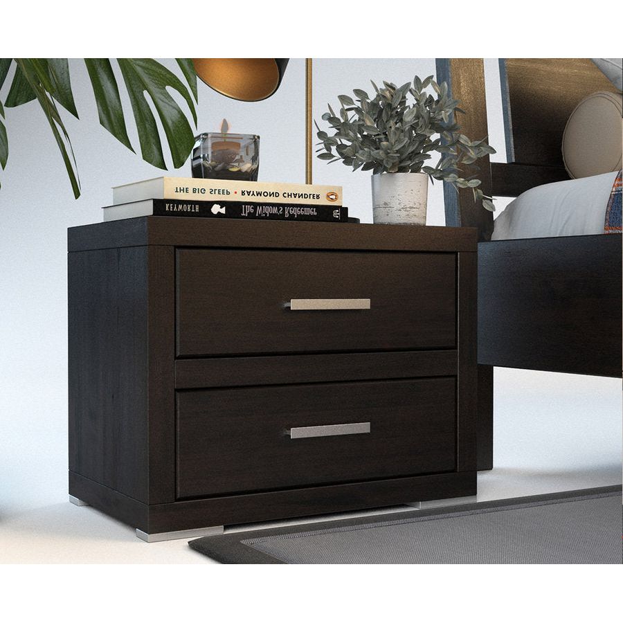 Pedenza Massivholz Nachttisch mit 2-Schubladen