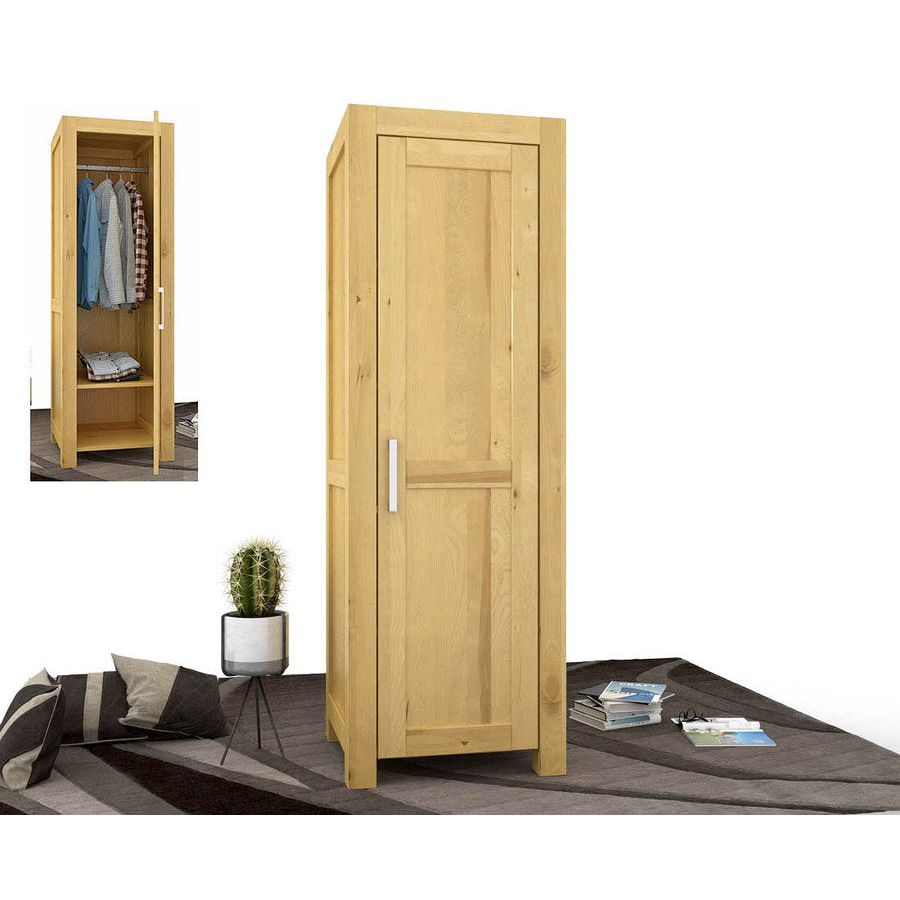 NATURA Kleiderschrank 1-Türig mit Kleiderstange Massivholz