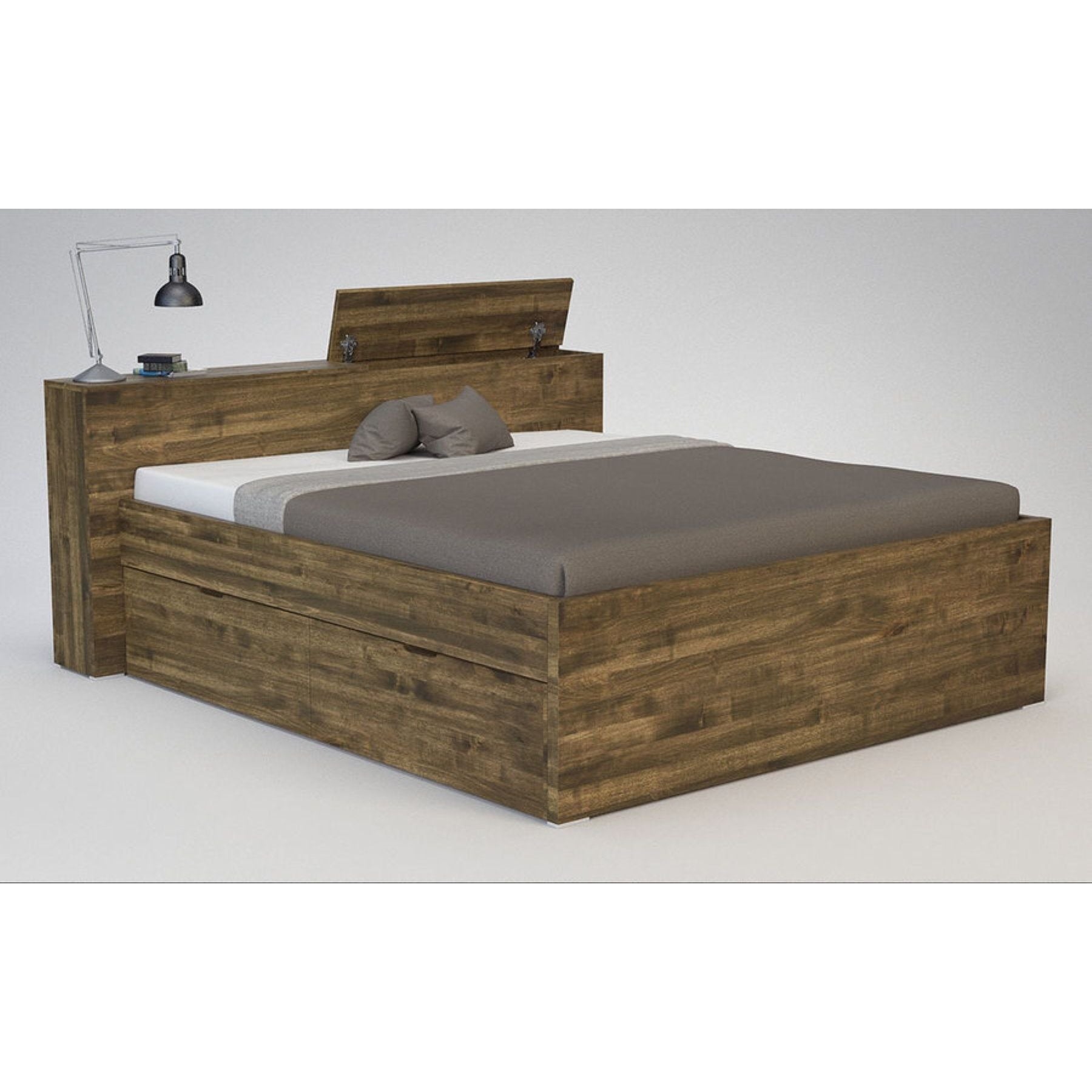 CREATO-VERSO Massivholzbett mit Bettkasten und 4 x Bettschubladen