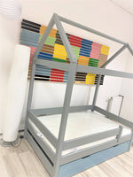 Solis Kinderbett - Hausbett inkl. Bio-Matratze | Massivholz | Naturholz | 100% Bio-Bett