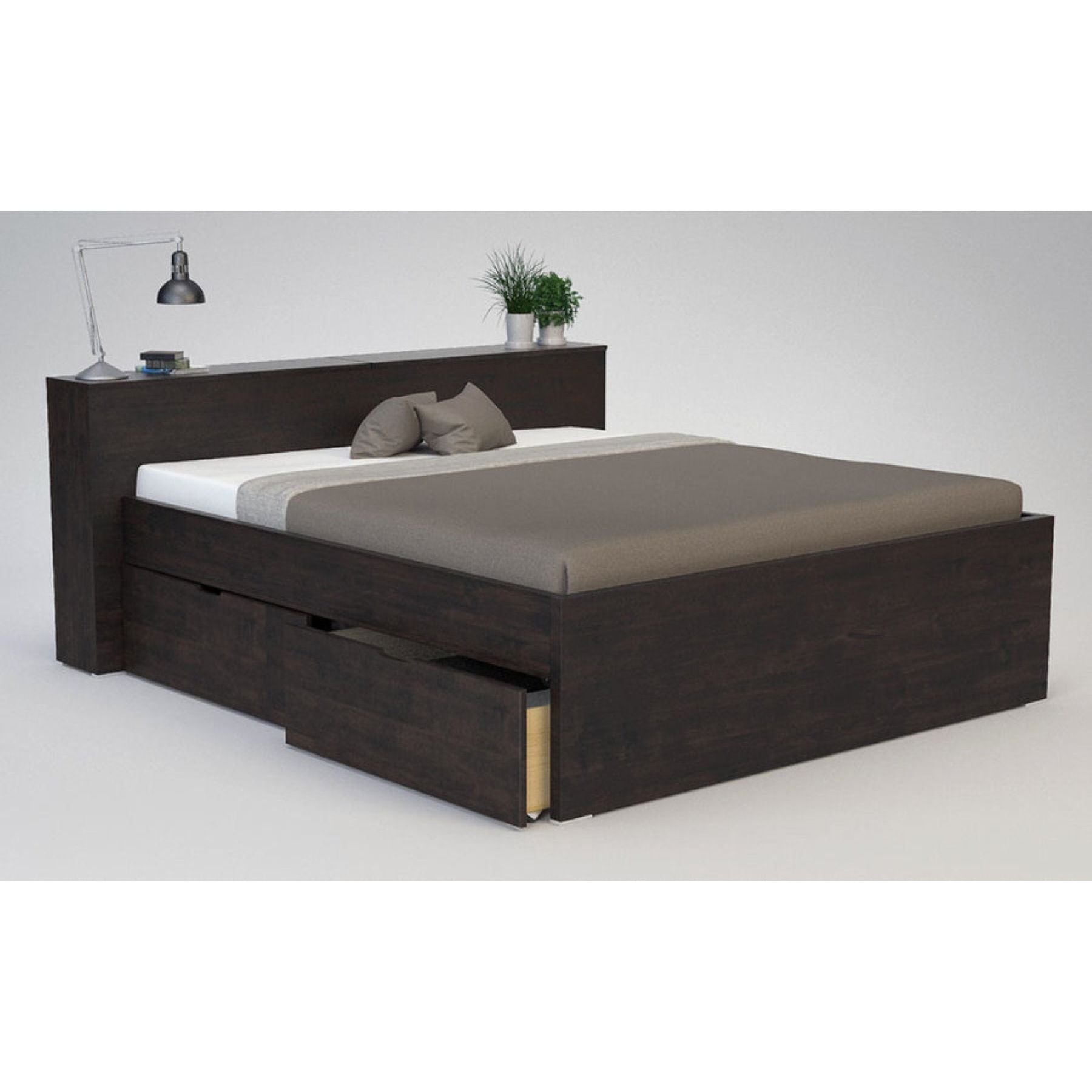 CREATO-VERSO Massivholzbett mit Bettkasten und 4 x Bettschubladen