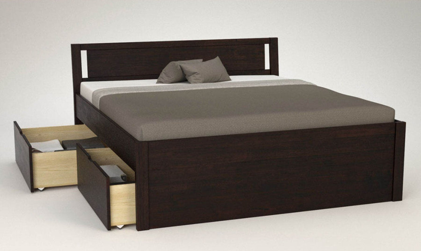 PENDENZA-VERSO Massivholzbett mit 4 x Bettschubladen