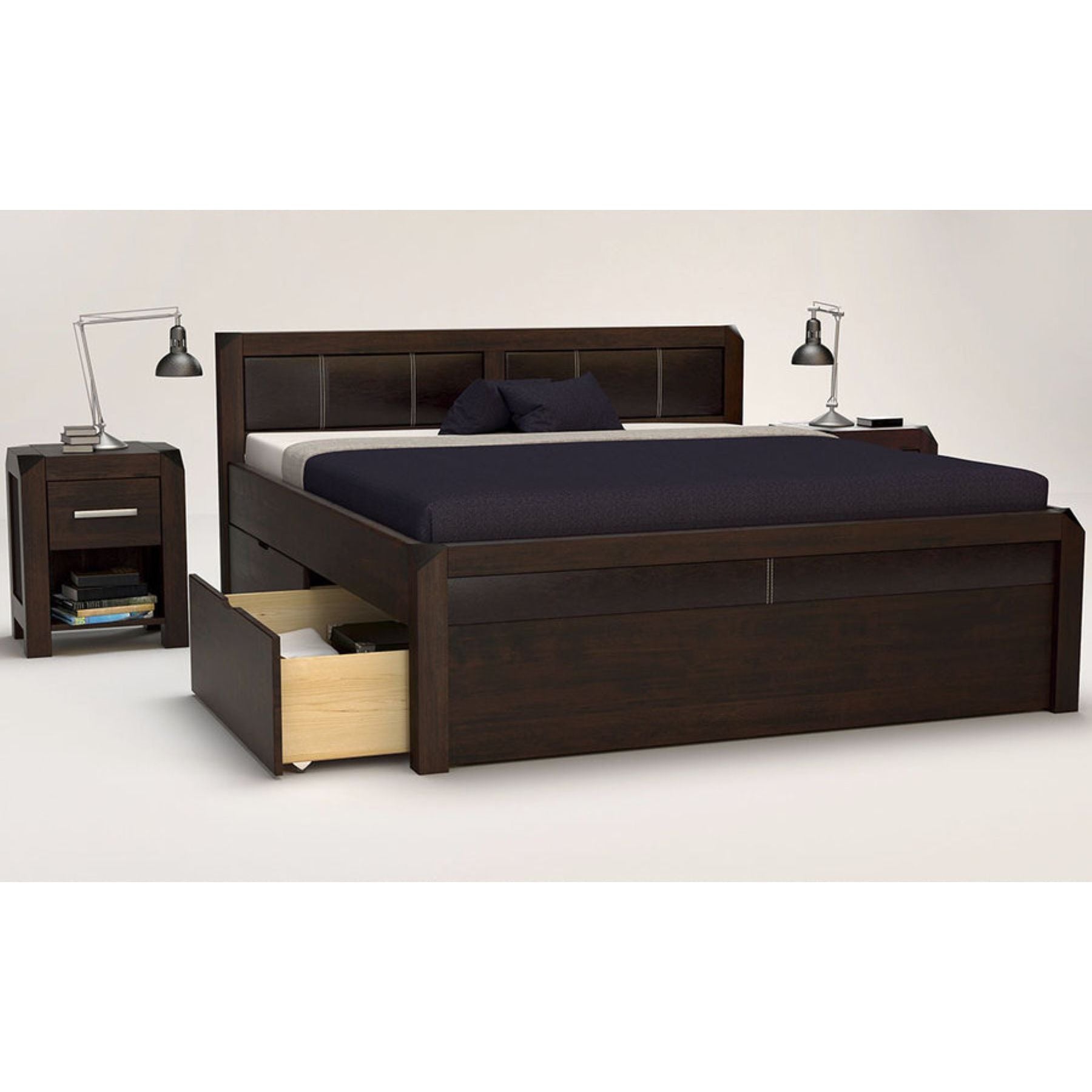 MODENA-VERSO Massivholzbett mit 4 x Bettschubladen