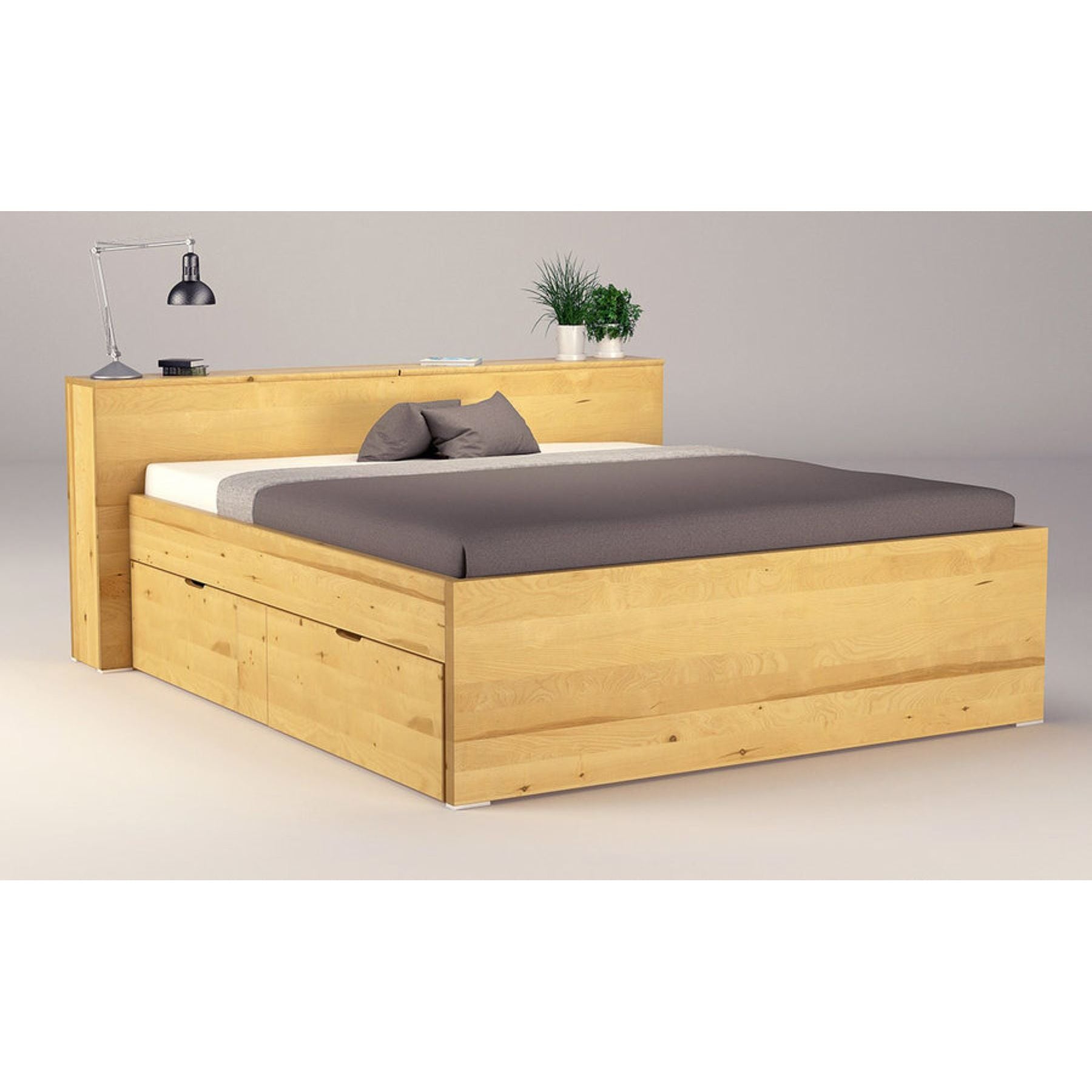 CREATO-VERSO Massivholzbett mit Bettkasten und 4 x Bettschubladen