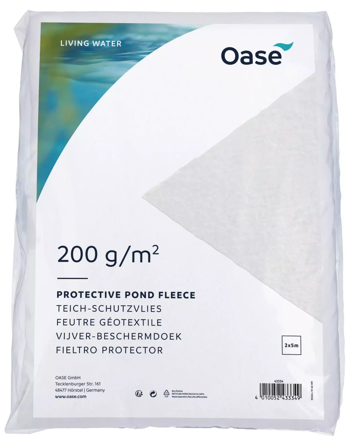 OASE Protective pond fleece 200 g/m² / 2x5 m INT packaging with product information