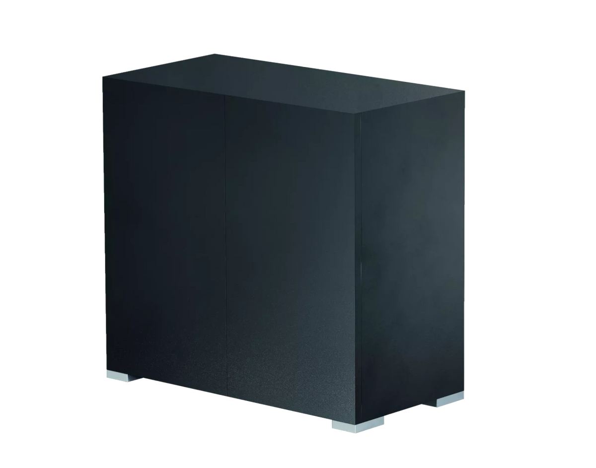OASE StyleLine 175 cabinet black INT, modern aquarium cabinet with push-to-open doors and aluminum legs.