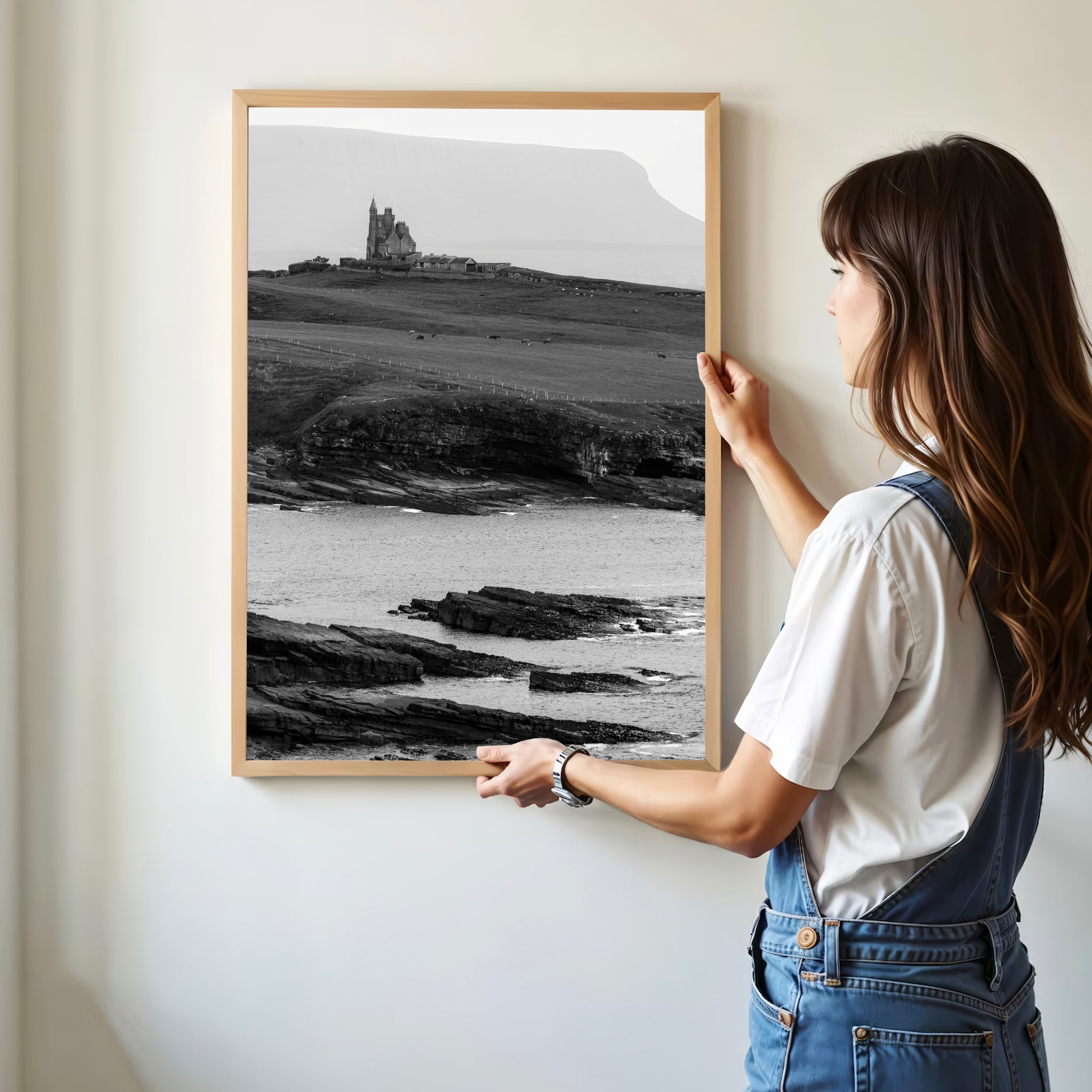 Classiebawn Castle Print – Black and White Irish Coastal Wall Art