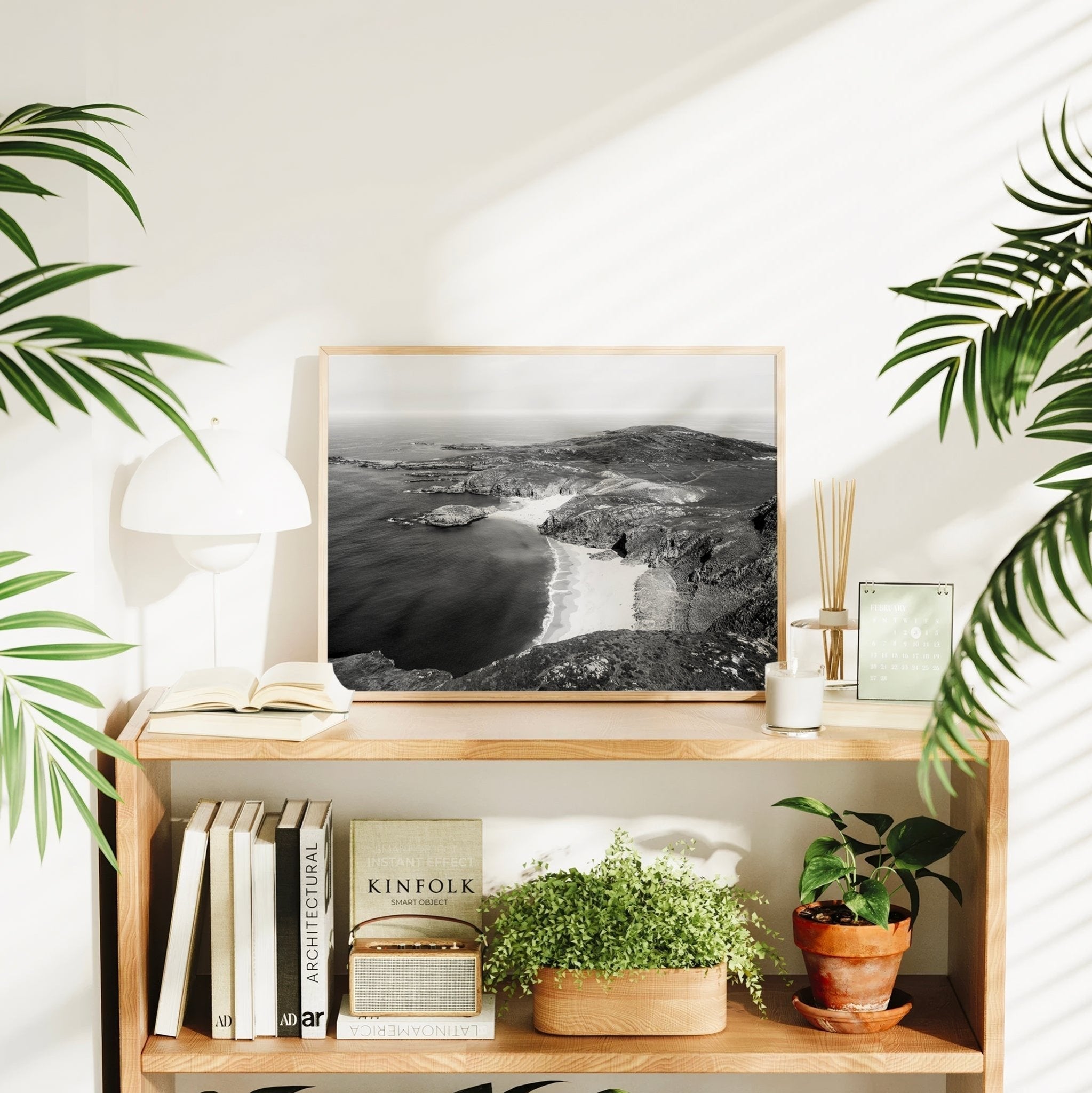 Murder Hole Beach Wall Art Print – Aerial Black & White Irish Coastline