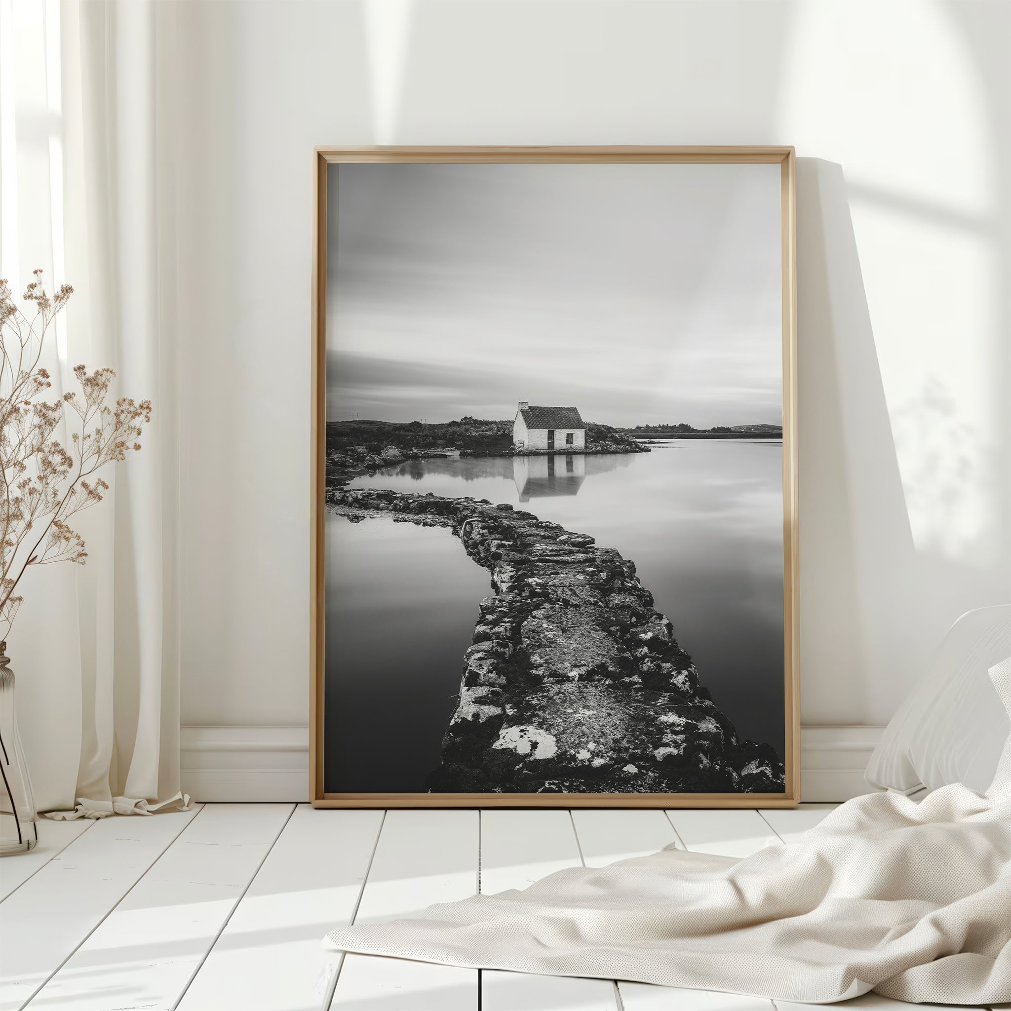 Fisherman’s Bothy, Connemara – Black and White Ireland Wall Art Print