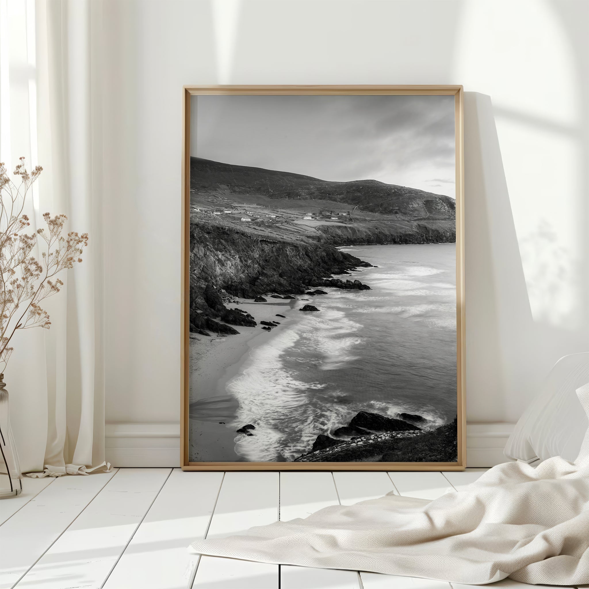 Coumeenoole Beach Black & White Print – Dingle Peninsula Ireland Art