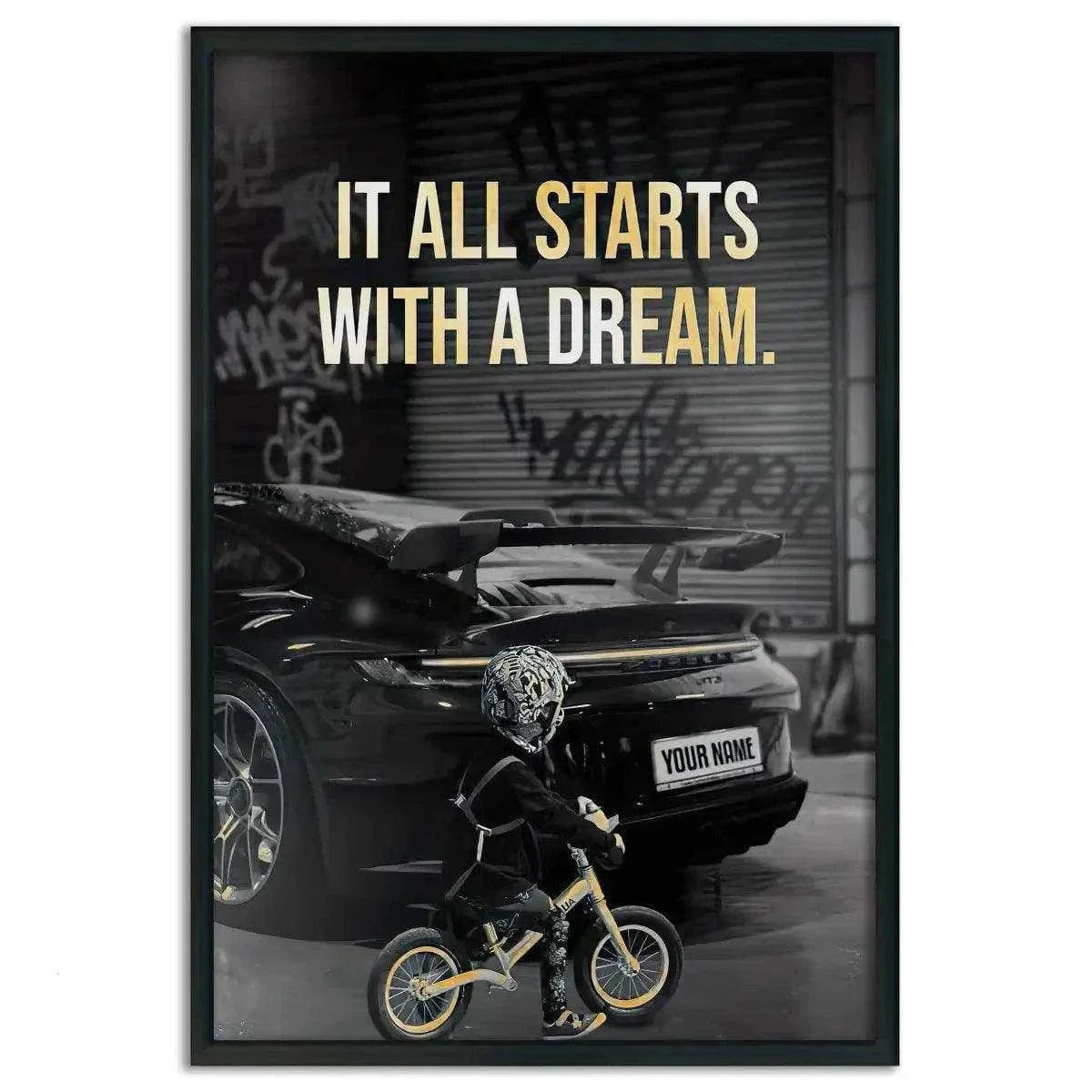 It all starts with a dream - Dein Wunschkennzeichen - Leinwandbild Motivation by SimpleCanvas