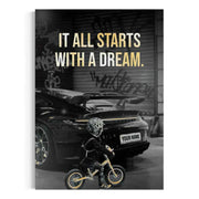 It all starts with a dream - Dein Wunschkennzeichen - Leinwandbild Motivation by SimpleCanvas