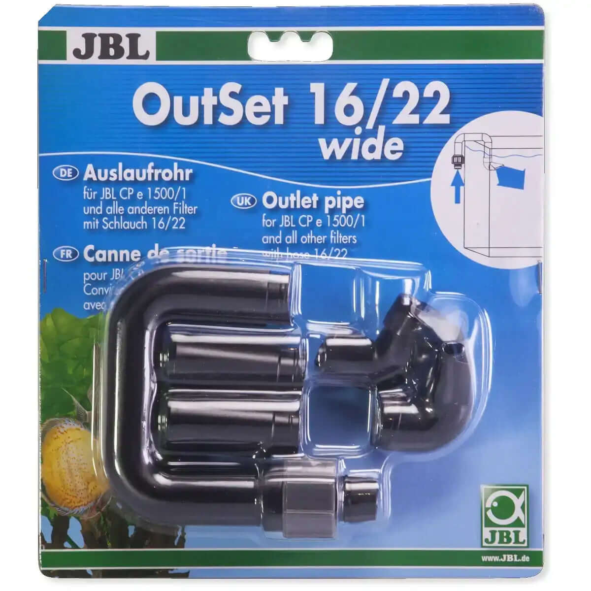 JBL OutSet 16/22 Wide Wasserrücklauf-Set Mit Breitstrahlrohr Für Außenfilter Und Filter Mit Schlauch 12/16 16/22