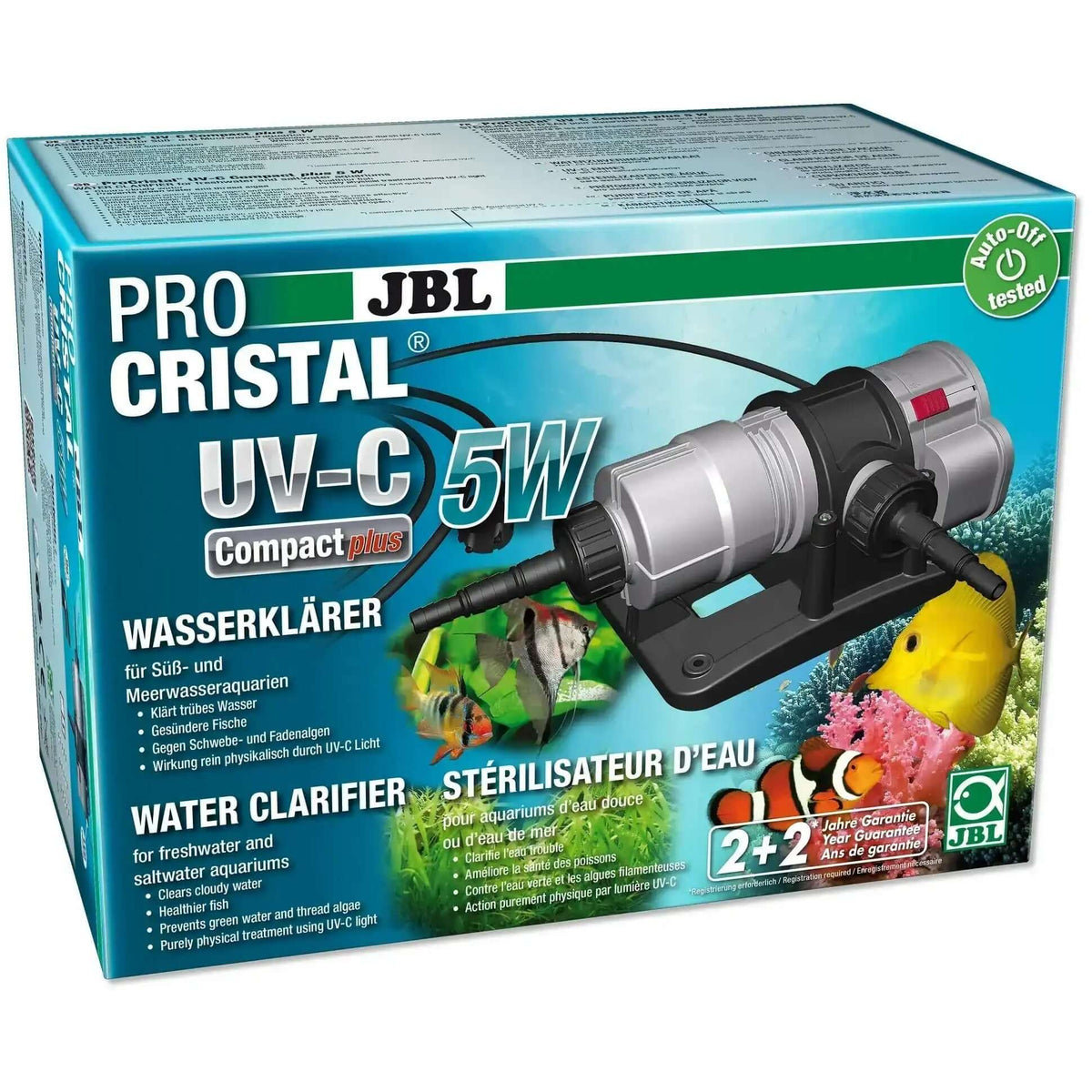 JBL ProCristal UV C Compact Plus 5W Wasserklärer Für Süßwasser Und Meerwasseraquarien Beseitigt Trübungen Und Algen
