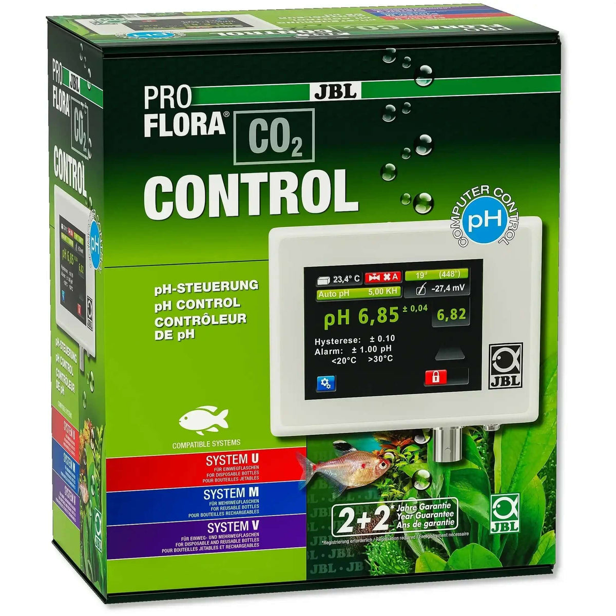 JBL ProFlora CO2 Control pH Steuergerät Mit Touchdisplay KH Eingabe Temperatur Sensor Automatische CO2 Regelung