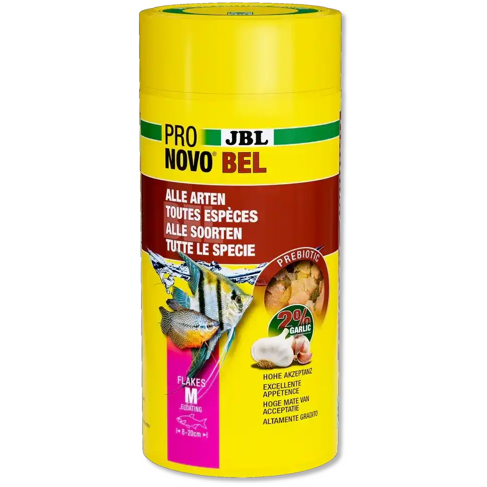 JBL Pronovo Bel Flakes M 5,5l Prebiotisches Fischfutter Mit Knoblauch Für Alle Arten Aquariumfische
