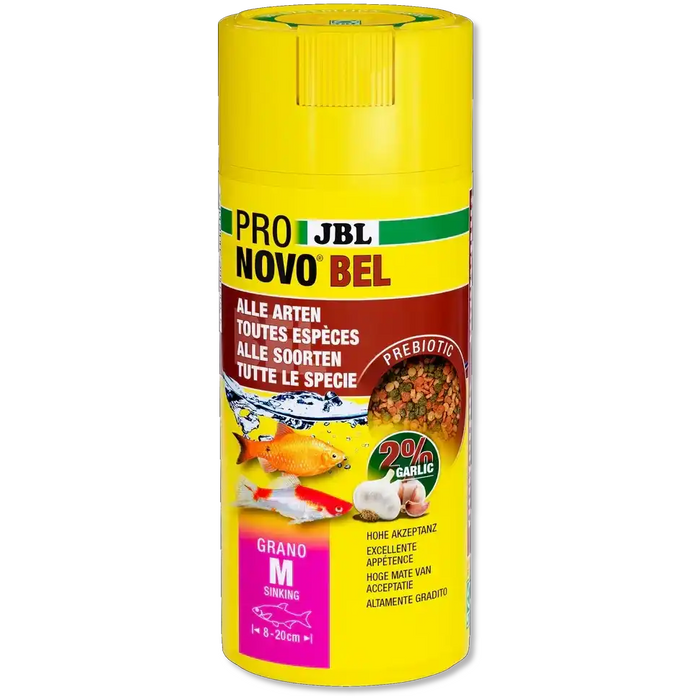 JBL Pronovo Bel Grano M 250ml Prebiotisches Fischfutter Mit Knoblauch Für Alle Arten Aquariumfische