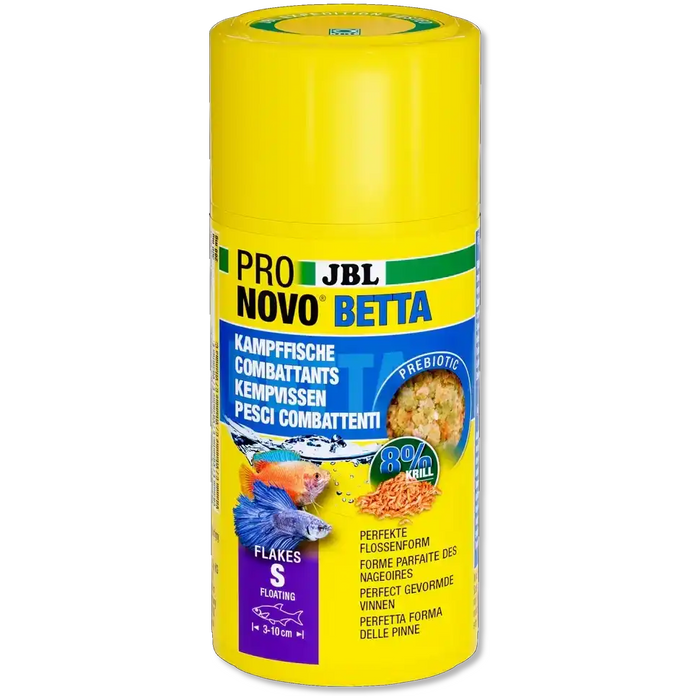 JBL Pronovo Betta Flakes S 100ml Präbiotisch Schwimmendes Fischfutter Für Betta Fische Natürliche Rohstoffe Ohne Zusätze