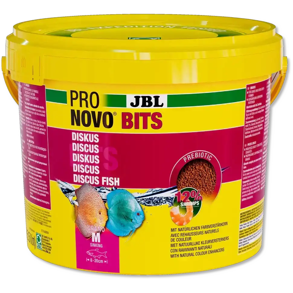 JBL Pronovo Bits Grano M Sinkendes Diskusfutter Mit Präbiotika Natürliche Rohstoffe Astaxanthin Spirulina 5,5 L