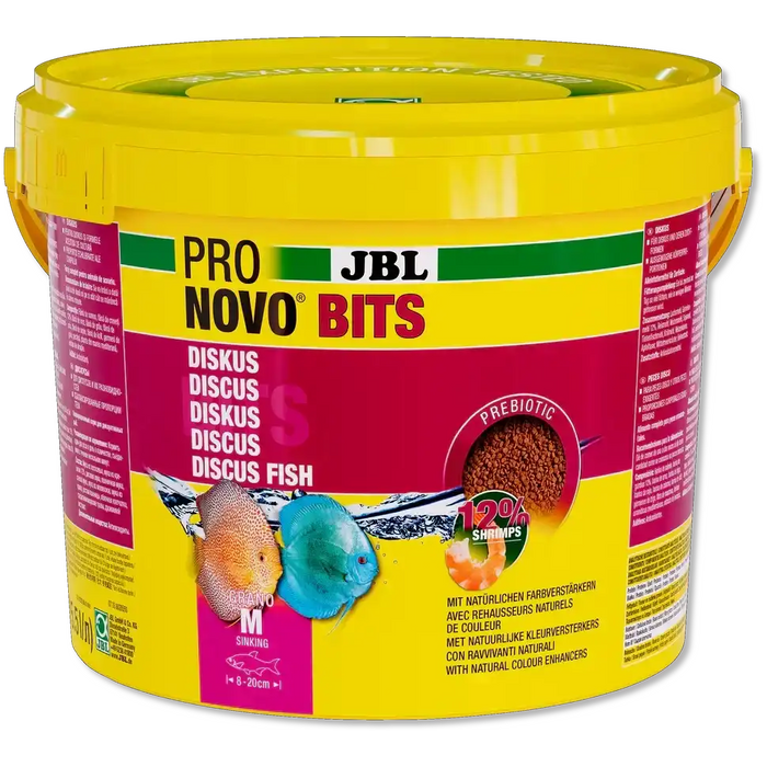 JBL Pronovo Bits Grano M Sinkendes Diskusfutter Mit Präbiotika Natürliche Rohstoffe Astaxanthin Spirulina 5,5 L