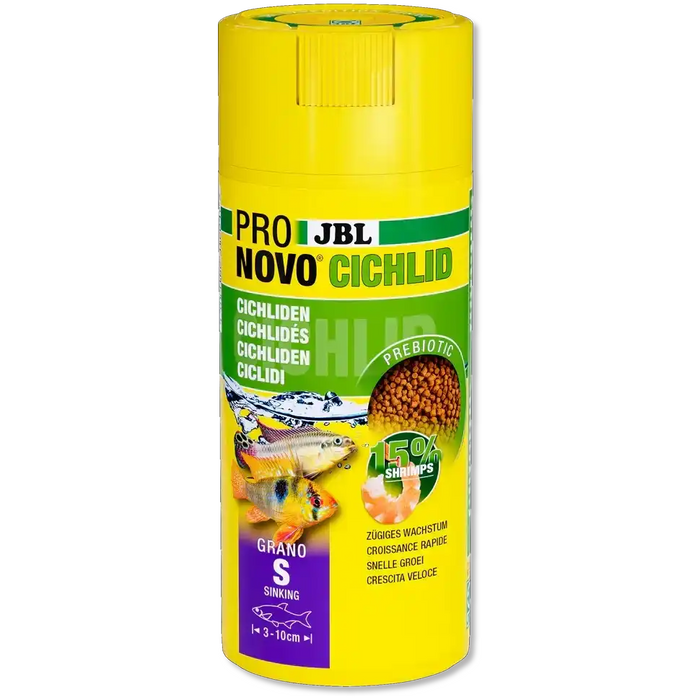 JBL Pronovo Cichlid Grano S Prebiotisches Sinkendes Fischfutter 250 ml Für Gesunde Verdauung
