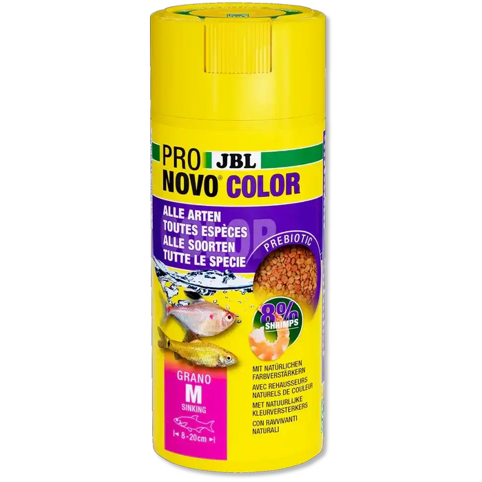 JBL Pro Novo Color Grano M 250 ml Farbverstärkendes Aquariumfutter Mit Natürlichem Astaxanthin Und Präbiotika