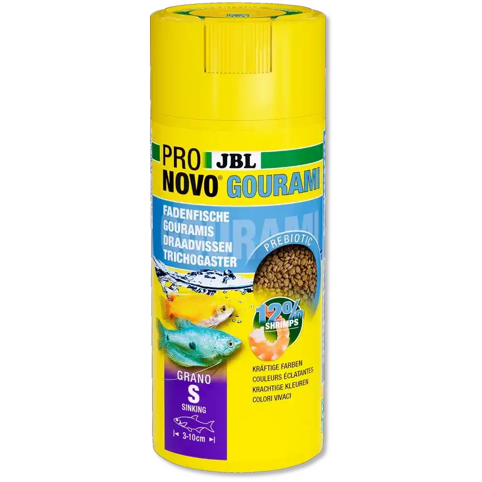 JBL ProNovo Gourami Grano S Prebiotisches Sinkendes Fischfutter Für Gouramis Und Zierfische 250 Ml
