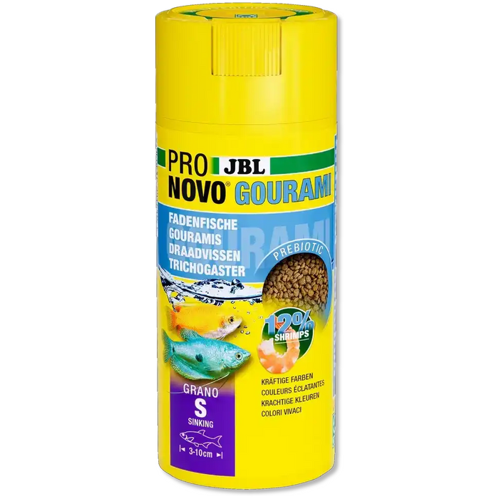 JBL ProNovo Gourami Grano S Prebiotisches Sinkendes Fischfutter Für Gouramis Und Zierfische 250 Ml