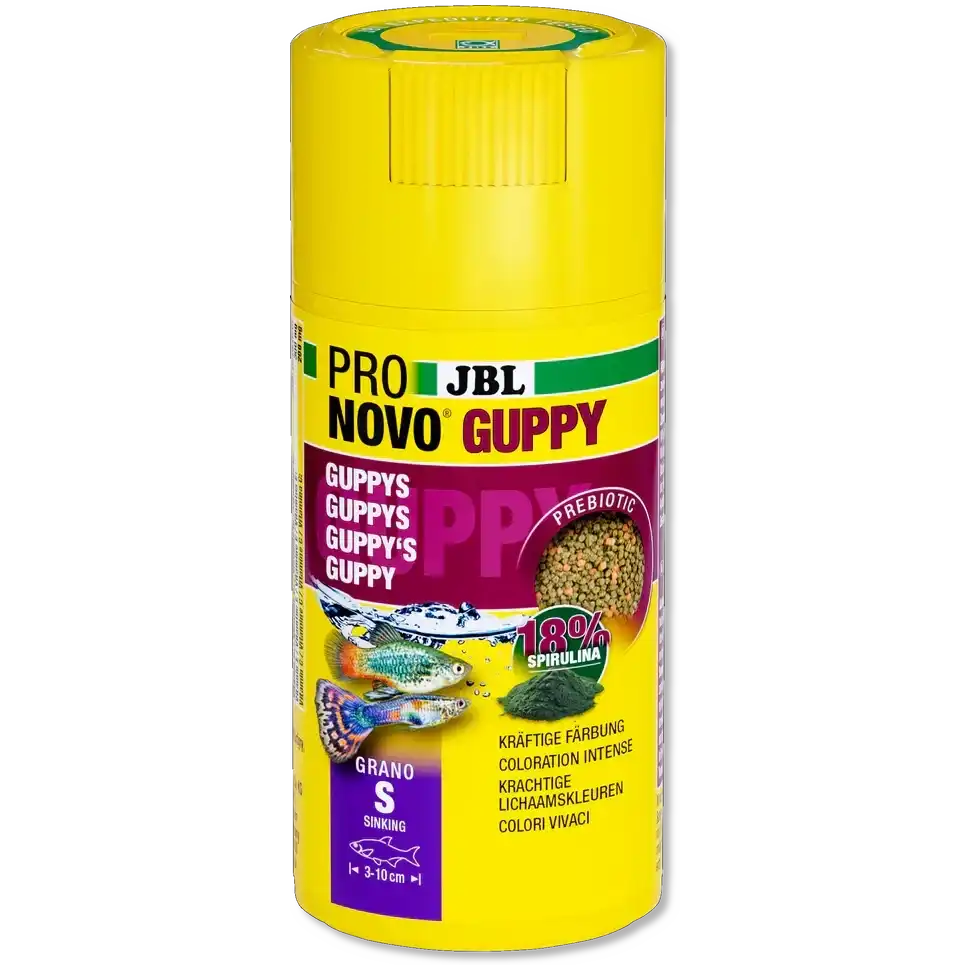 JBL PRONOVO GUPPY GRANO S Sinking Futter 100 ml Prebiotisches Granulat Für Guppy Fische