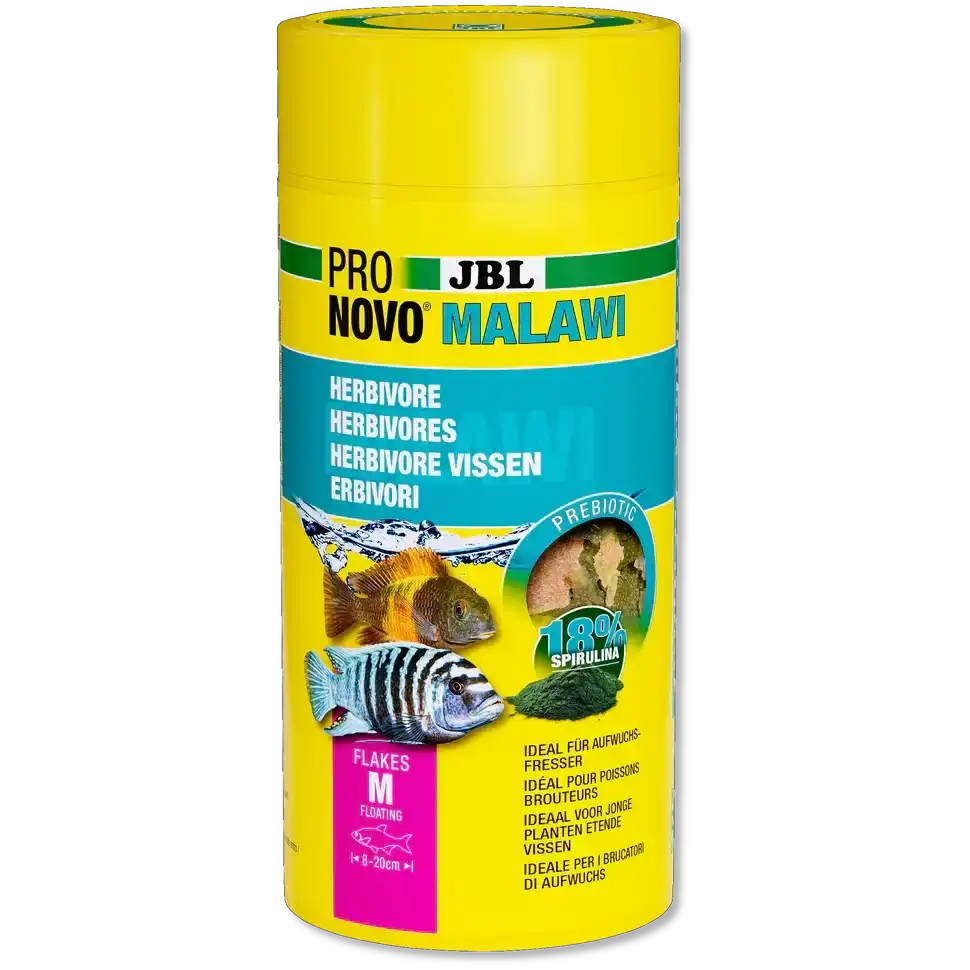 JBL Pro Novo Malawi Flakes M 1000ml Prebiotisches Trockenfischfutter Für Malawi Buntbarsche