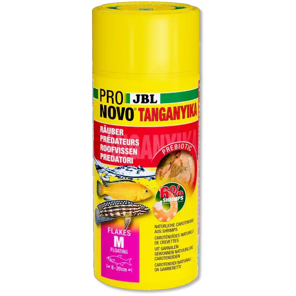 JBL Pronovo Tanganyika Flocken M 250ml Prebiotisches Schwimmendes Aquariumfutter Für Buntbarsche Mit Rohstoffen