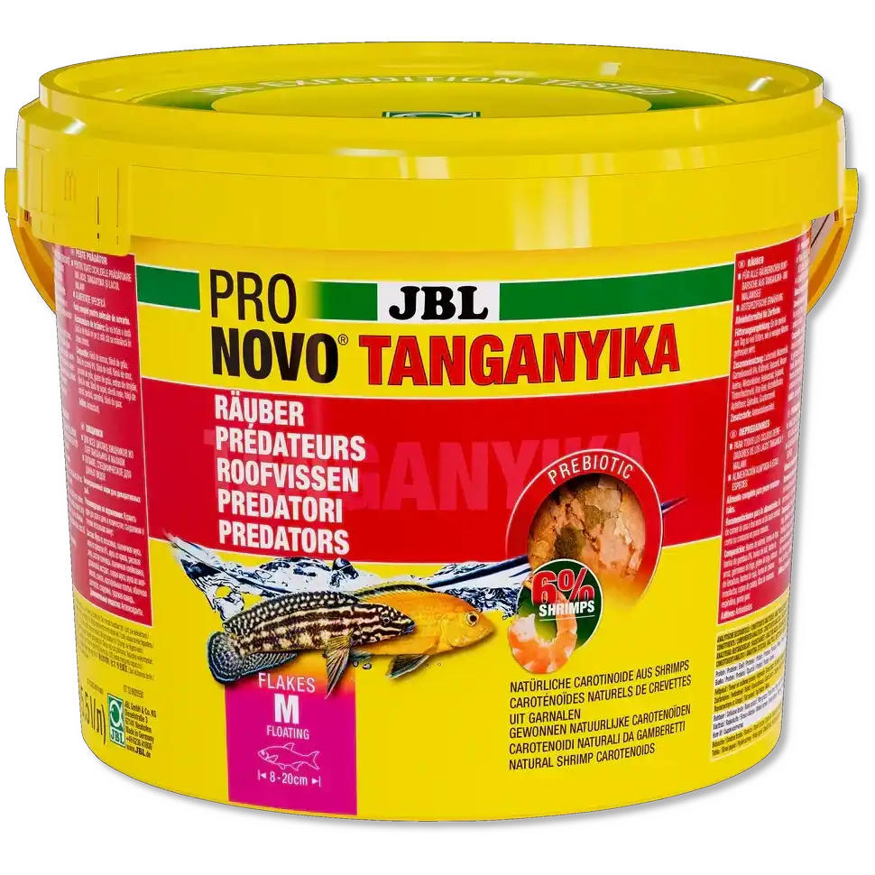 JBL Pro Novo Tanganyika Flakes M 5,5l Prebiotisches Schwimmendes Aquarium Fischfutter Für Buntbarsche