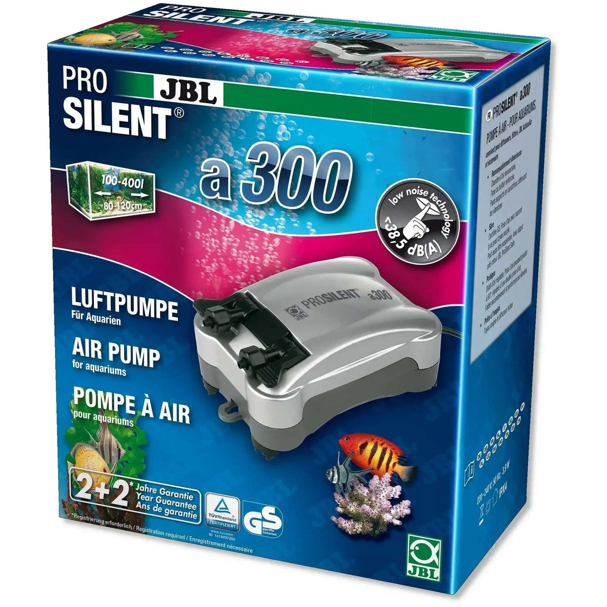 JBL ProSilent A300 Luftpumpe Für Aquarien Leise Luftzufuhr Und Wasserzirkulation Nachtbetrieb