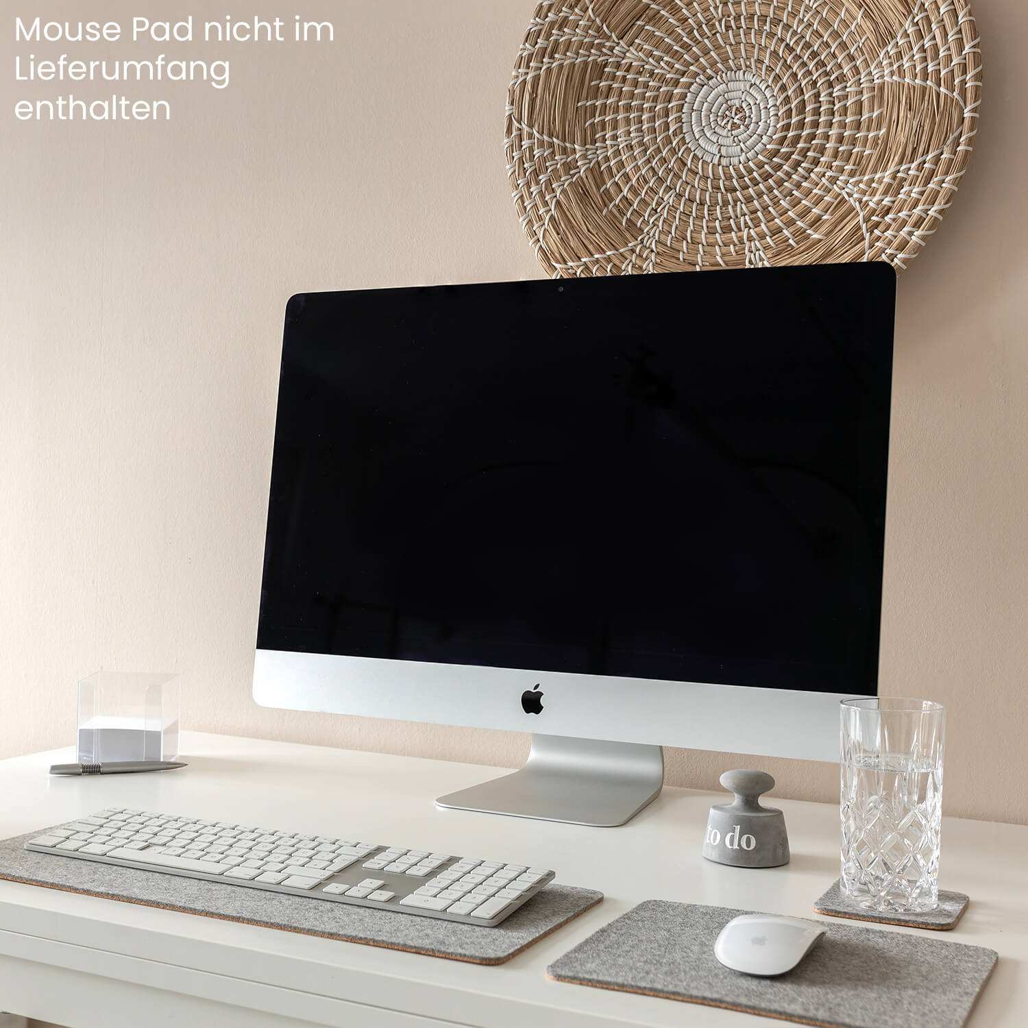 Schreibtischunterlage aus Filz und Kork | 20 x 50 cm | hellgrau