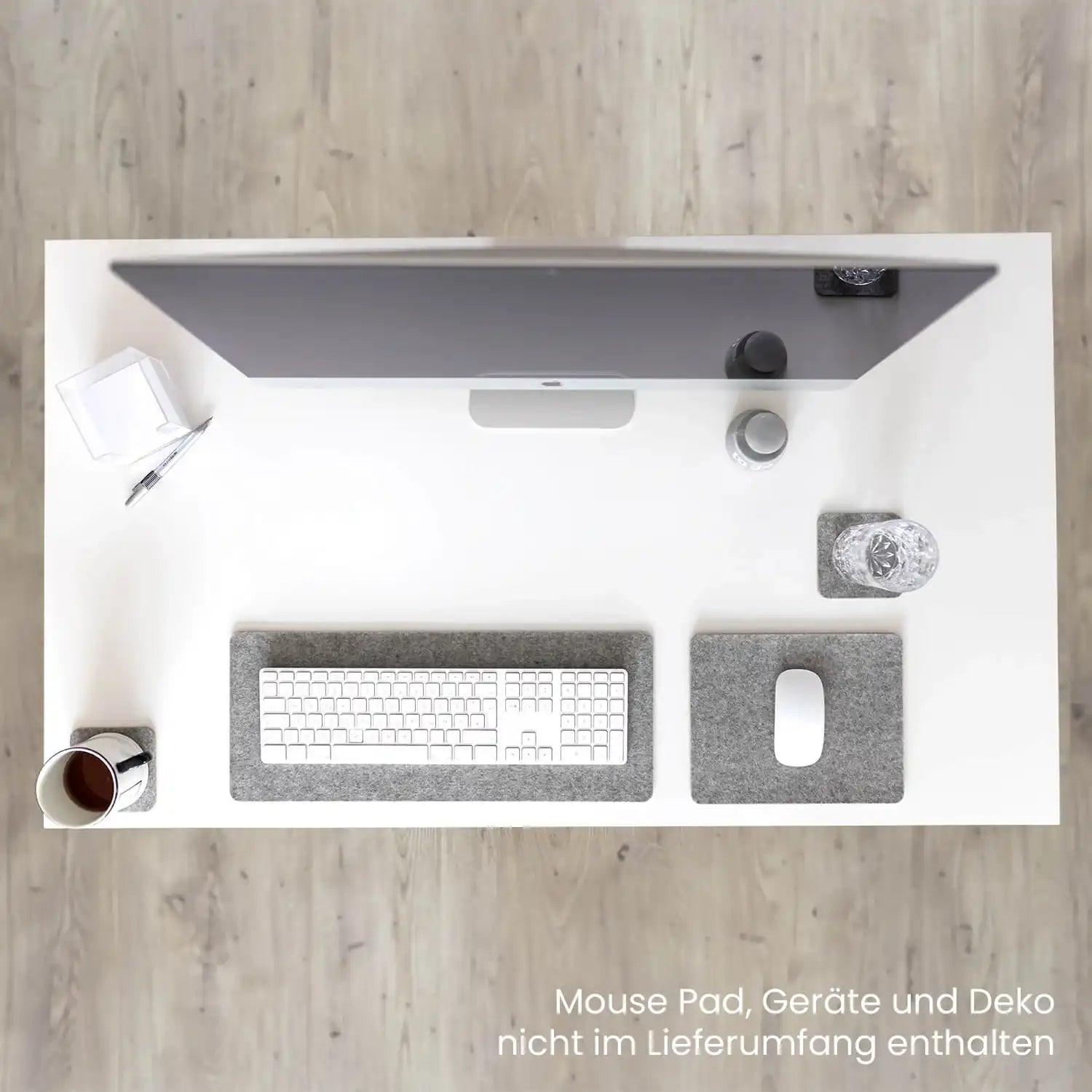 Schreibtischunterlage aus Filz und Kork | 20 x 50 cm | hellgrau