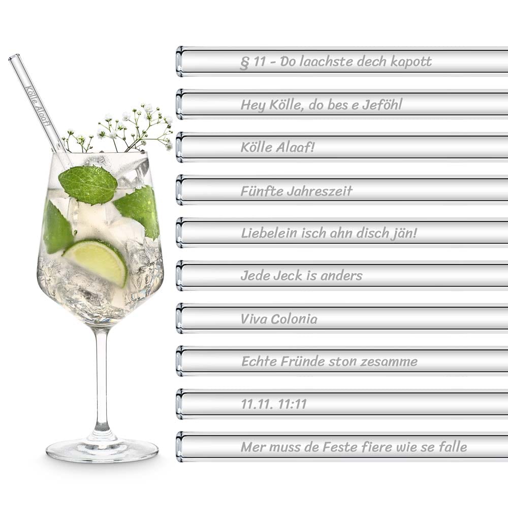 Köln Sprüche Glasstrohhalme Party Set mit 20 Köln Karneval Fasching Rheinische Grundgesetz