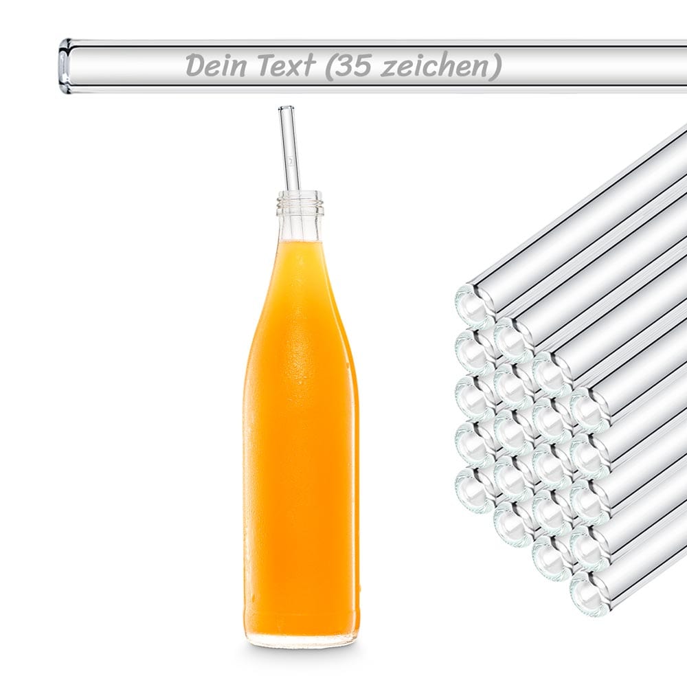 50x 30cm Glasstrohhalme mit Gravur für Flaschen von 0,33 bis 1 Liter für Jeden anlass