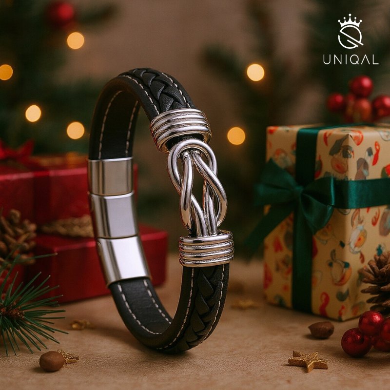 Eternal Black Echtleder Unisex Armband Mit Edelstahl Element Gravierbar In Längen 19 21 Und 23 Cm Inklusive Luxus Etui