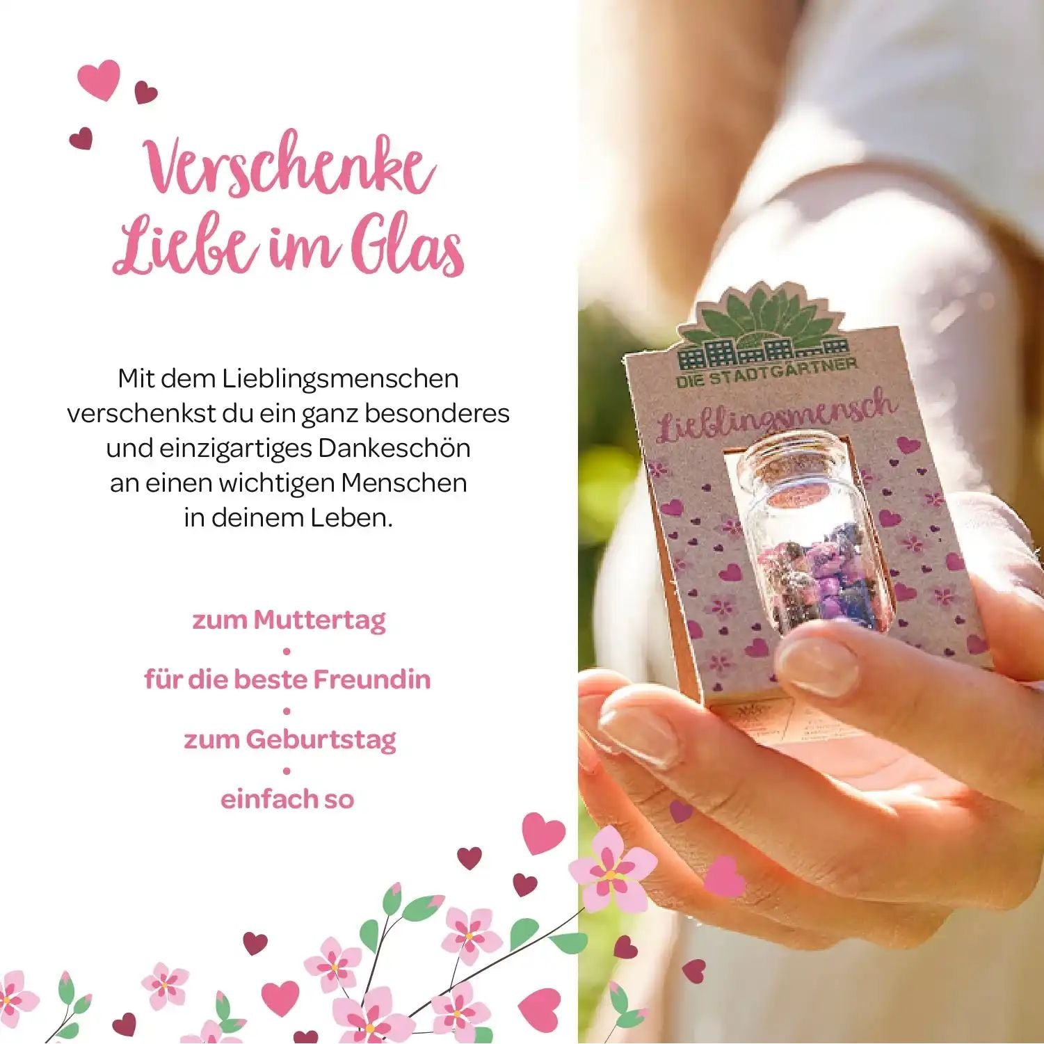 Lieblingsmensch mit handgepflückten Blüten