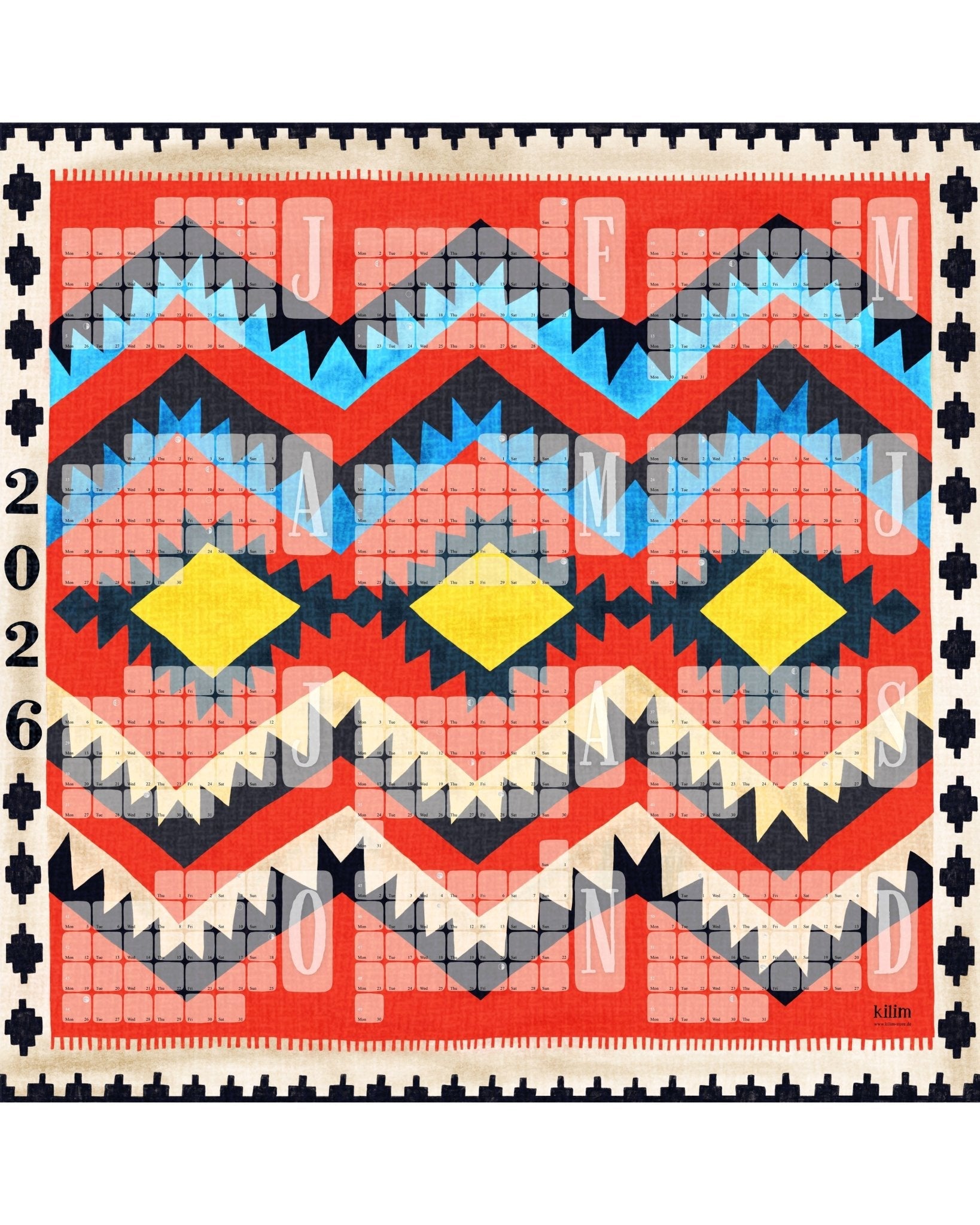 Wandkalender  // Kilim Classic rot