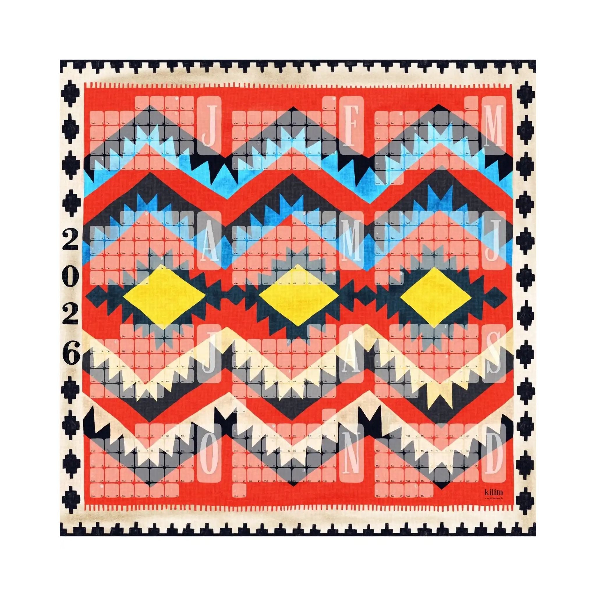 Wandkalender  // Kilim Classic rot