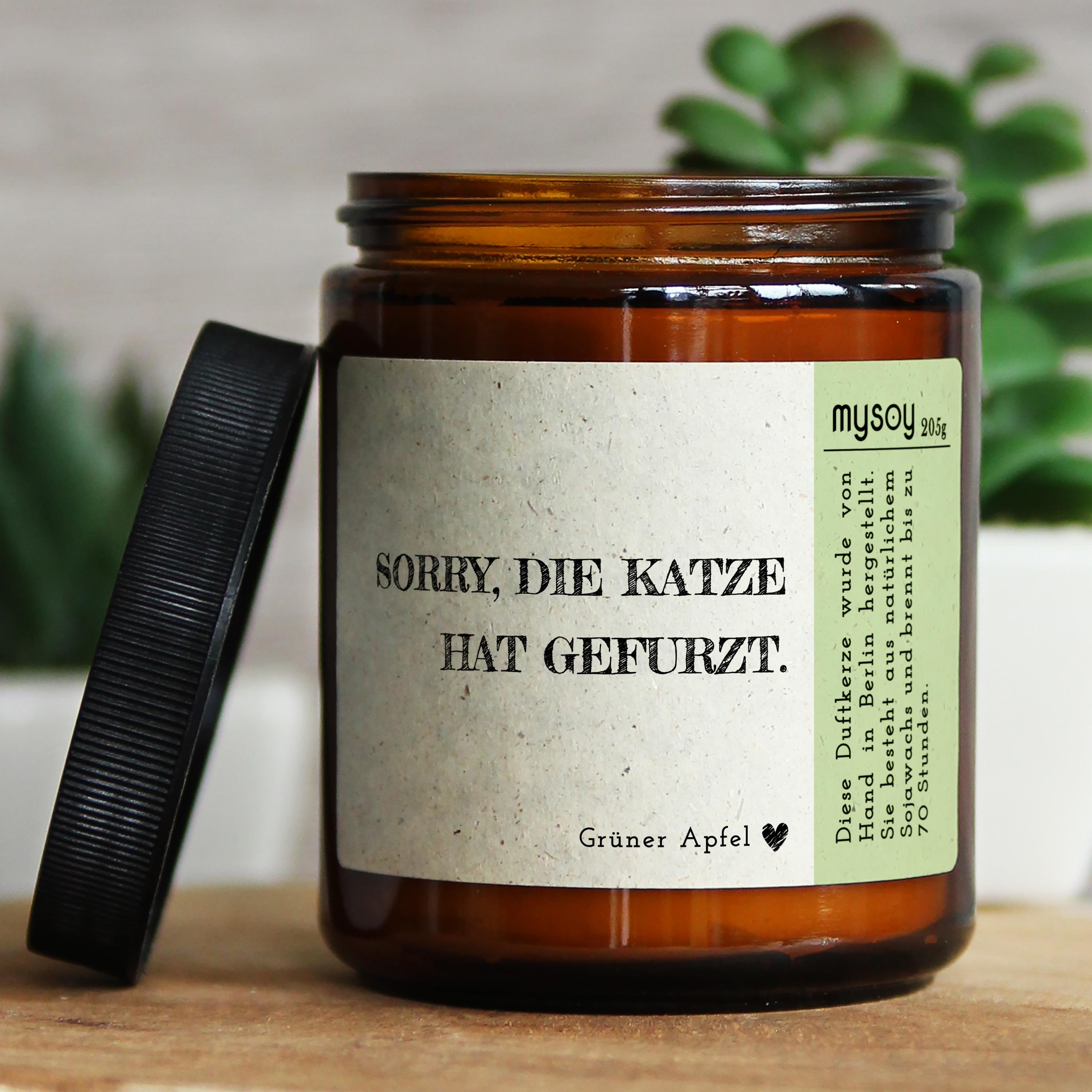 Duftkerze Mit Spruch Sorry Die Katze Hat Gefurzt Katzenliebhaber Handgemacht Aus Sojawachs Nachhaltiges Geschenk