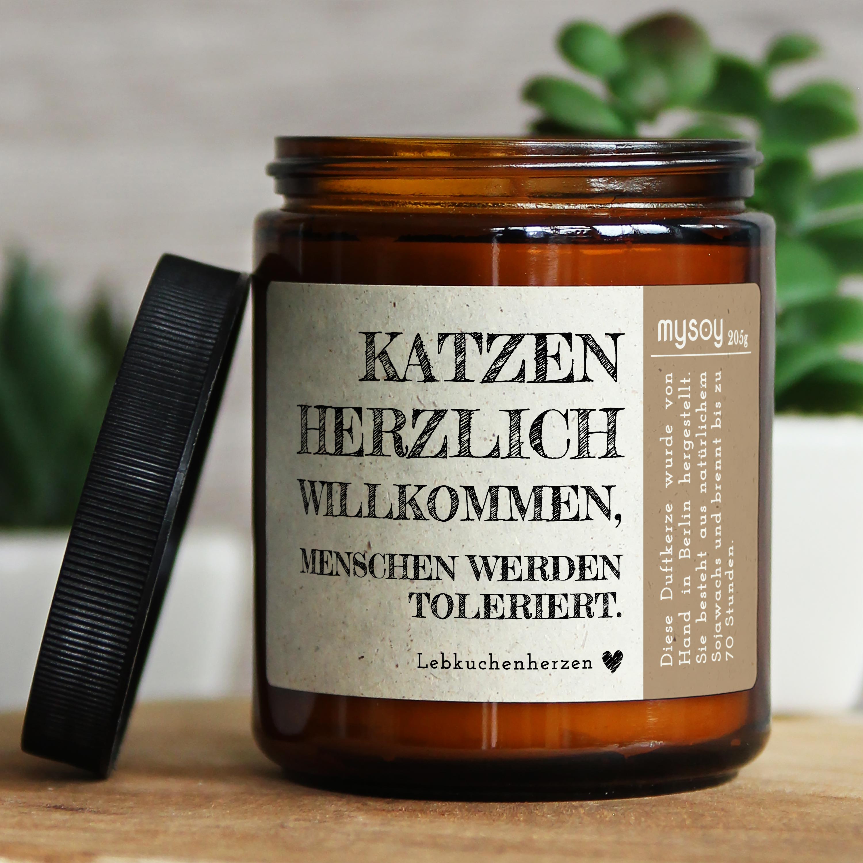 Glücklicht Duftkerze Mit Spruch Für Katzenbesitzer Und Liebhaber In Geschenkbox Handgemacht Aus Sojawachs Geschenk