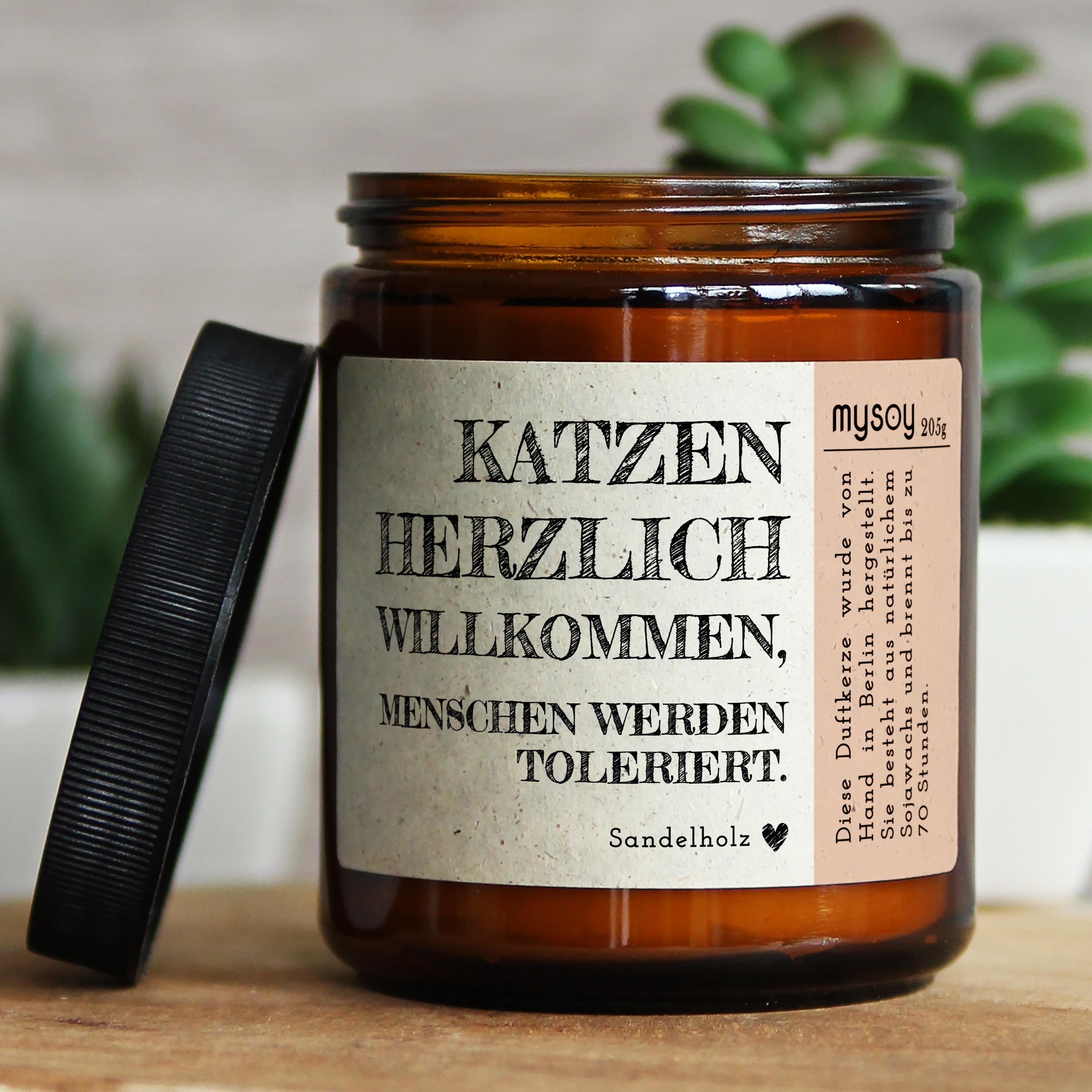 Glücklicht Duftkerze Mit Spruch Für Katzenbesitzer Und Liebhaber In Geschenkbox Handgemacht Aus Sojawachs Geschenk