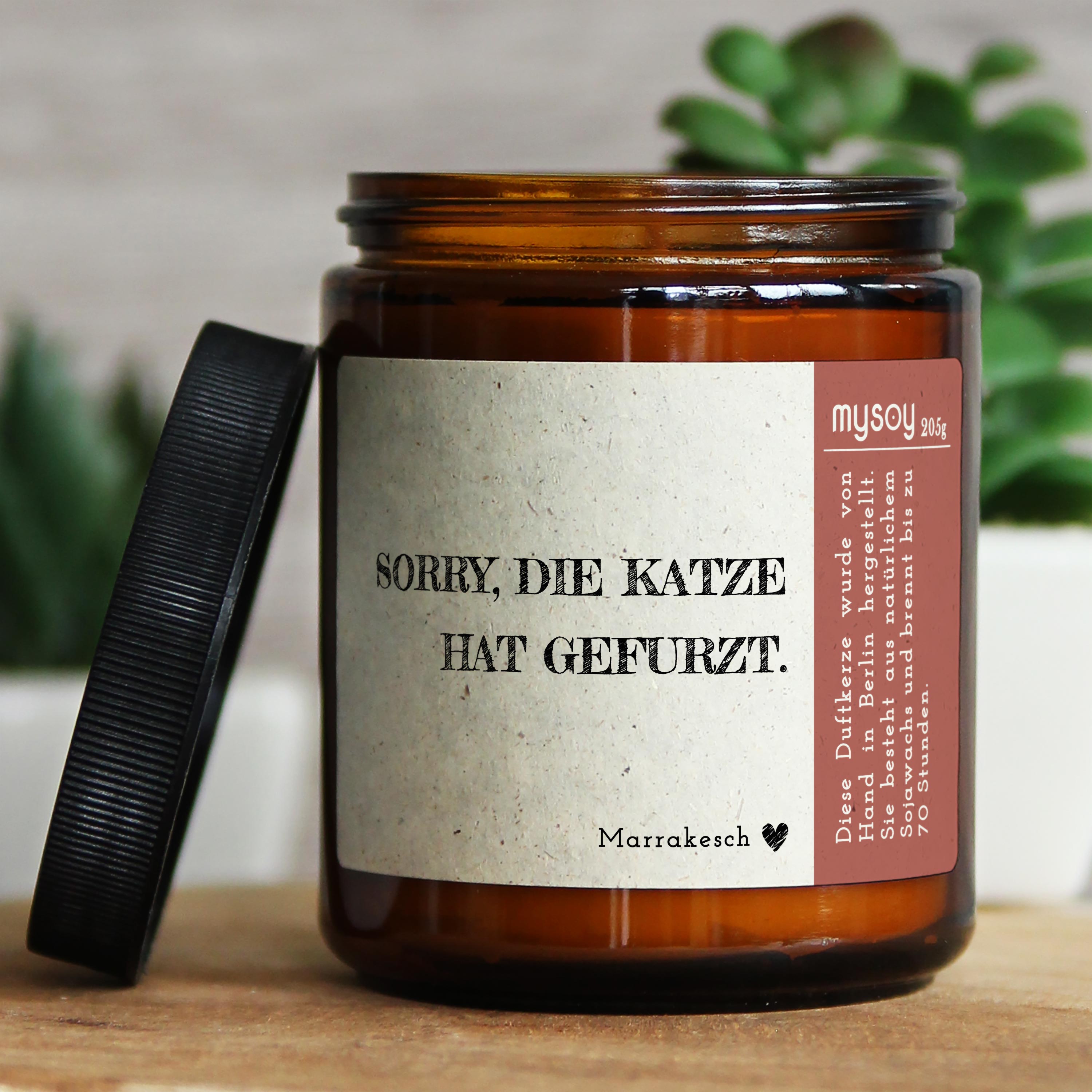 Duftkerze Mit Spruch Sorry Die Katze Hat Gefurzt Katzenliebhaber Handgemacht Aus Sojawachs Nachhaltiges Geschenk