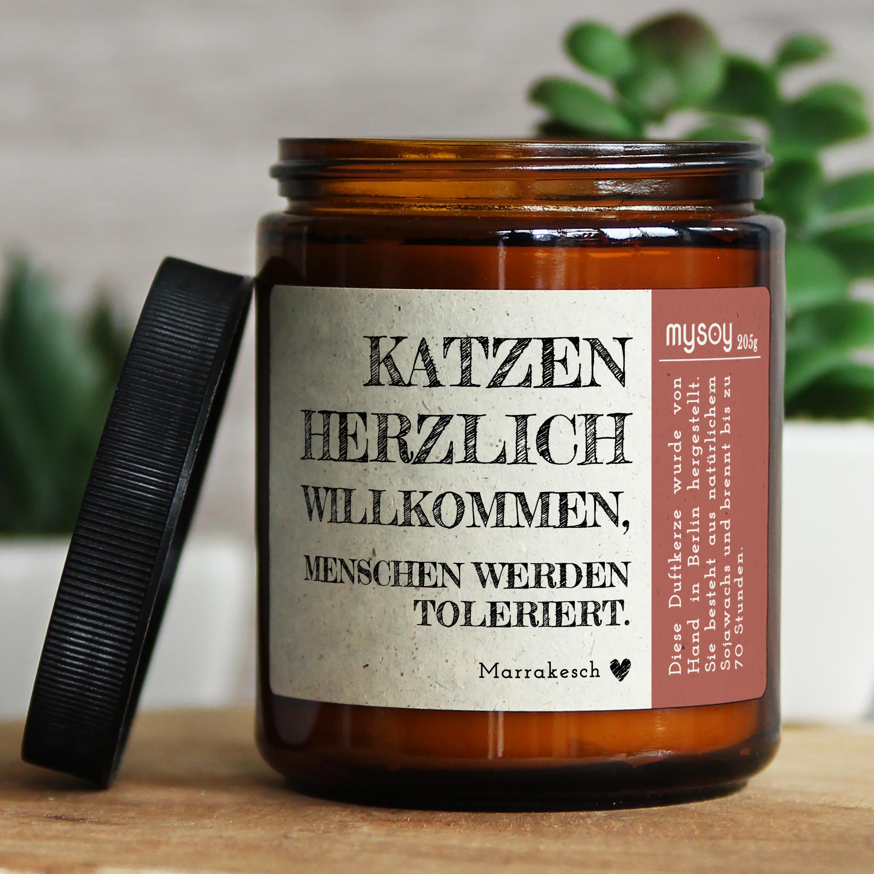 Glücklicht Duftkerze Mit Spruch Für Katzenbesitzer Und Liebhaber In Geschenkbox Handgemacht Aus Sojawachs Geschenk